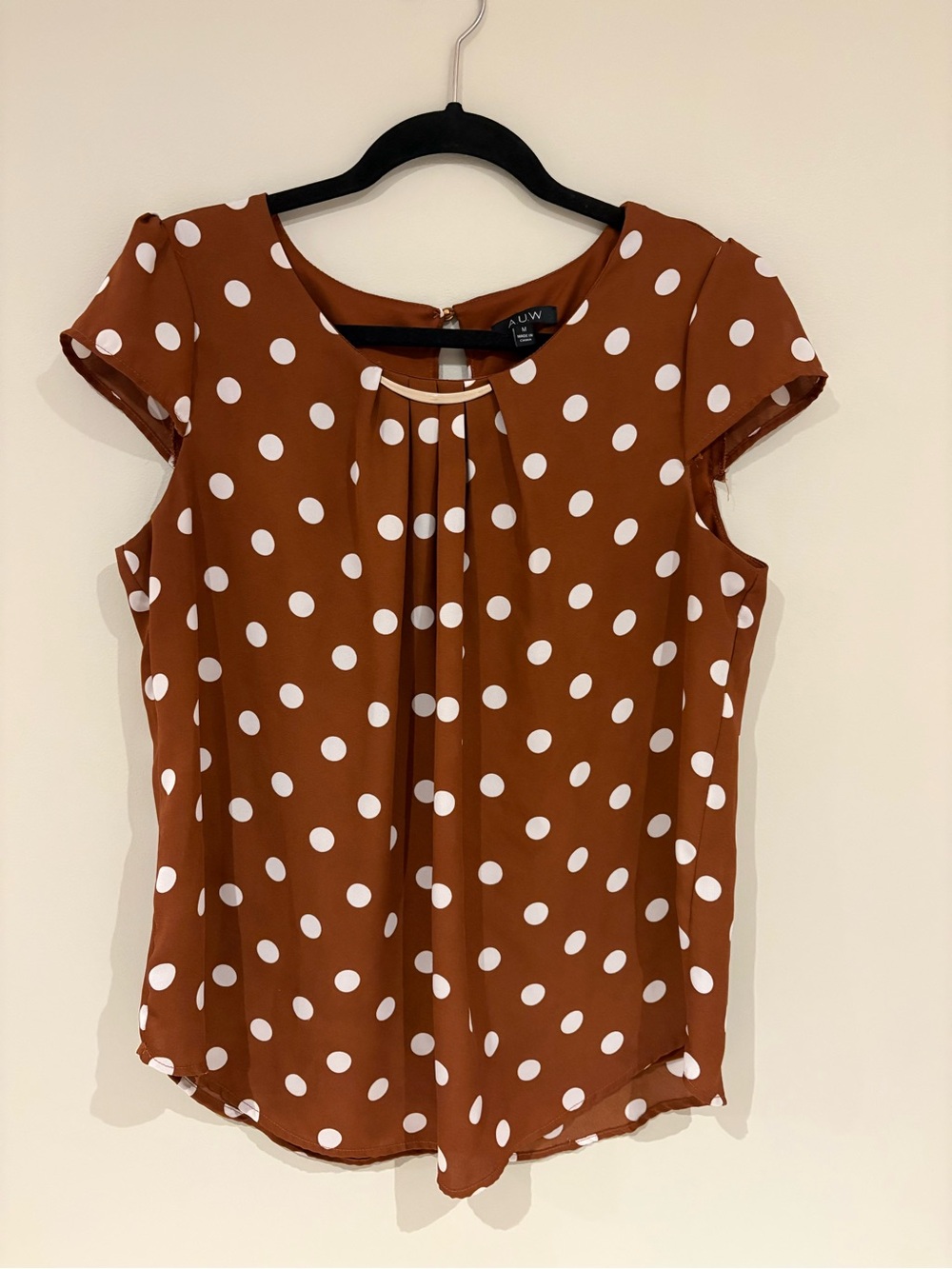 AUW Rust Polka Dot Cap Sleeve Blouse